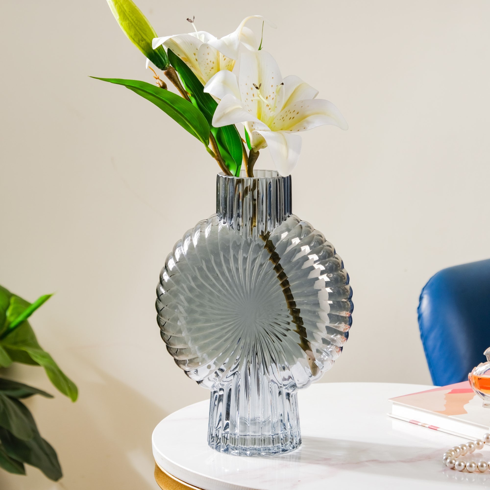 Vortex Glass Vase Grey Online - Premium Vase | Nestasia