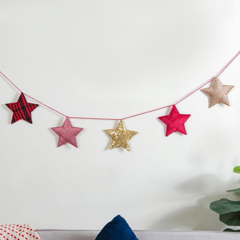Star Bunting For Christmas 98 Inch - Bunting for wall decoration | Living room decoration items, party decor