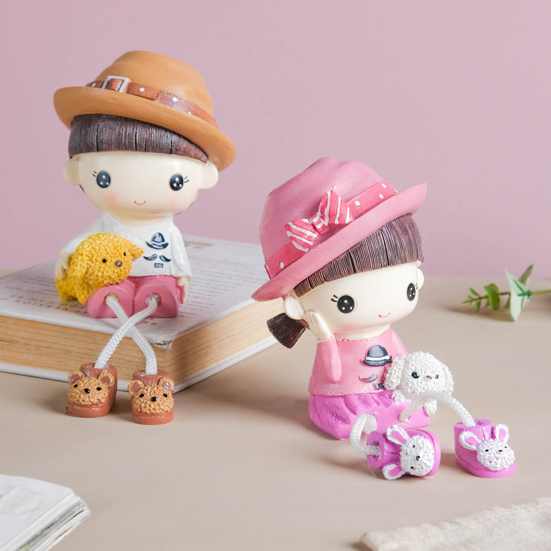 Cowgirl Resin Showpiece With Hanging Legs - Showpiece | Home decor item | Room decoration item