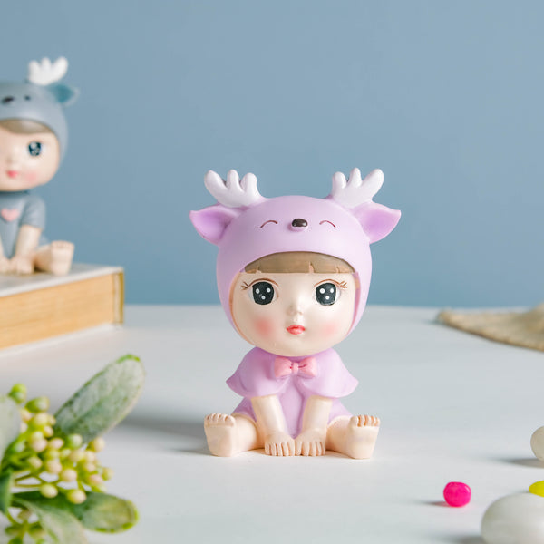 Toddler Girl With Deer Hat Showpiece - Showpiece | Home decor item | Room decoration item