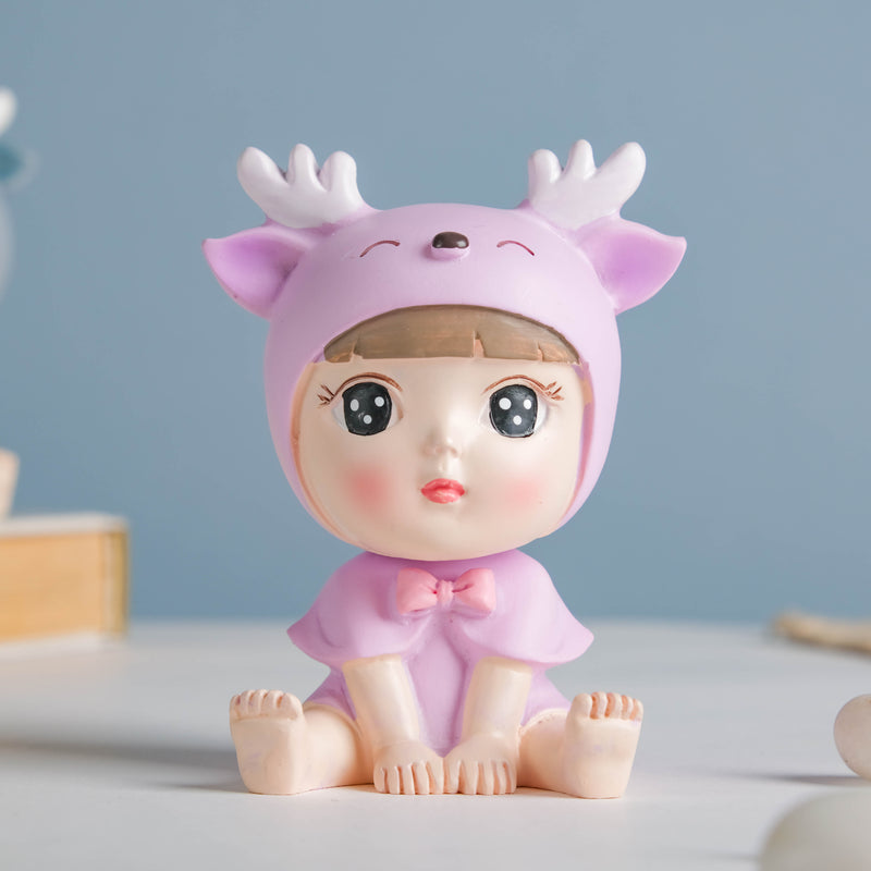 Toddler Girl With Deer Hat Showpiece - Showpiece | Home decor item | Room decoration item