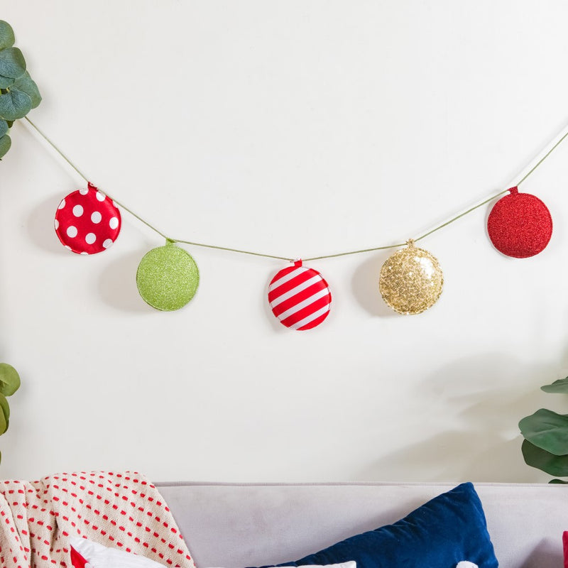 Christmas Baubles Bunting 98 Inch - Christmas bunting for wall decoration | Living room decoration items, party decor