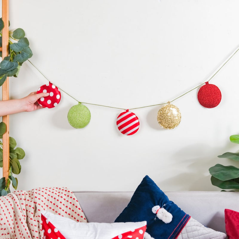 Christmas Baubles Bunting 98 Inch - Christmas bunting for wall decoration | Living room decoration items, party decor