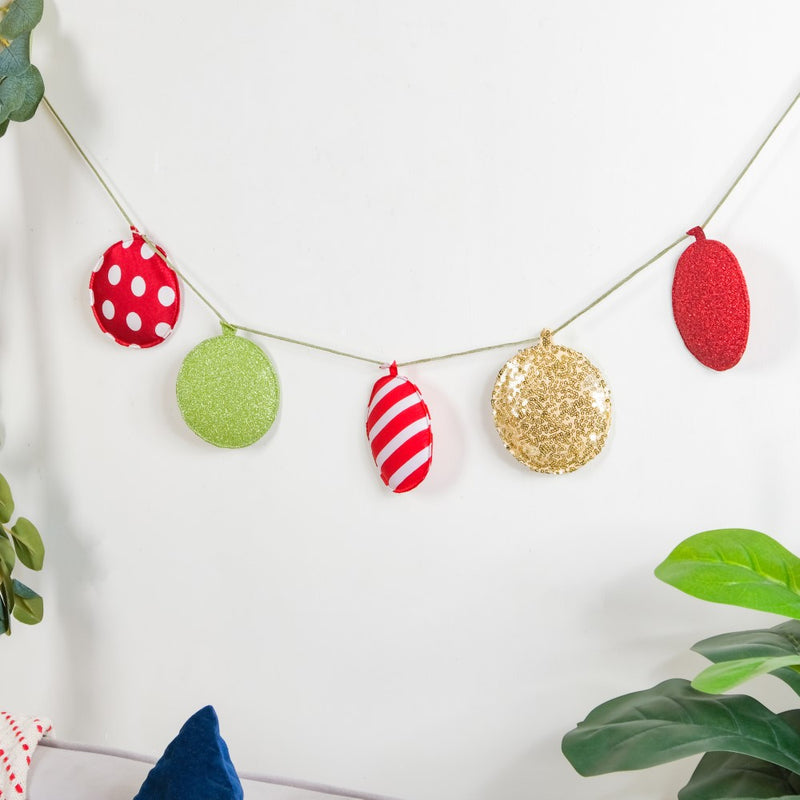 Christmas Baubles Bunting 98 Inch - Christmas bunting for wall decoration | Living room decoration items, party decor