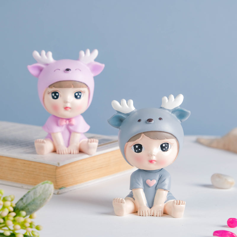 Toddler Girl With Deer Hat Showpiece - Showpiece | Home decor item | Room decoration item