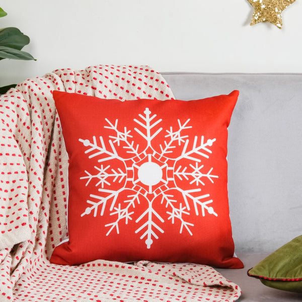Christmas Velvet Snowflake Cushion Cover 16 X 16 Inch