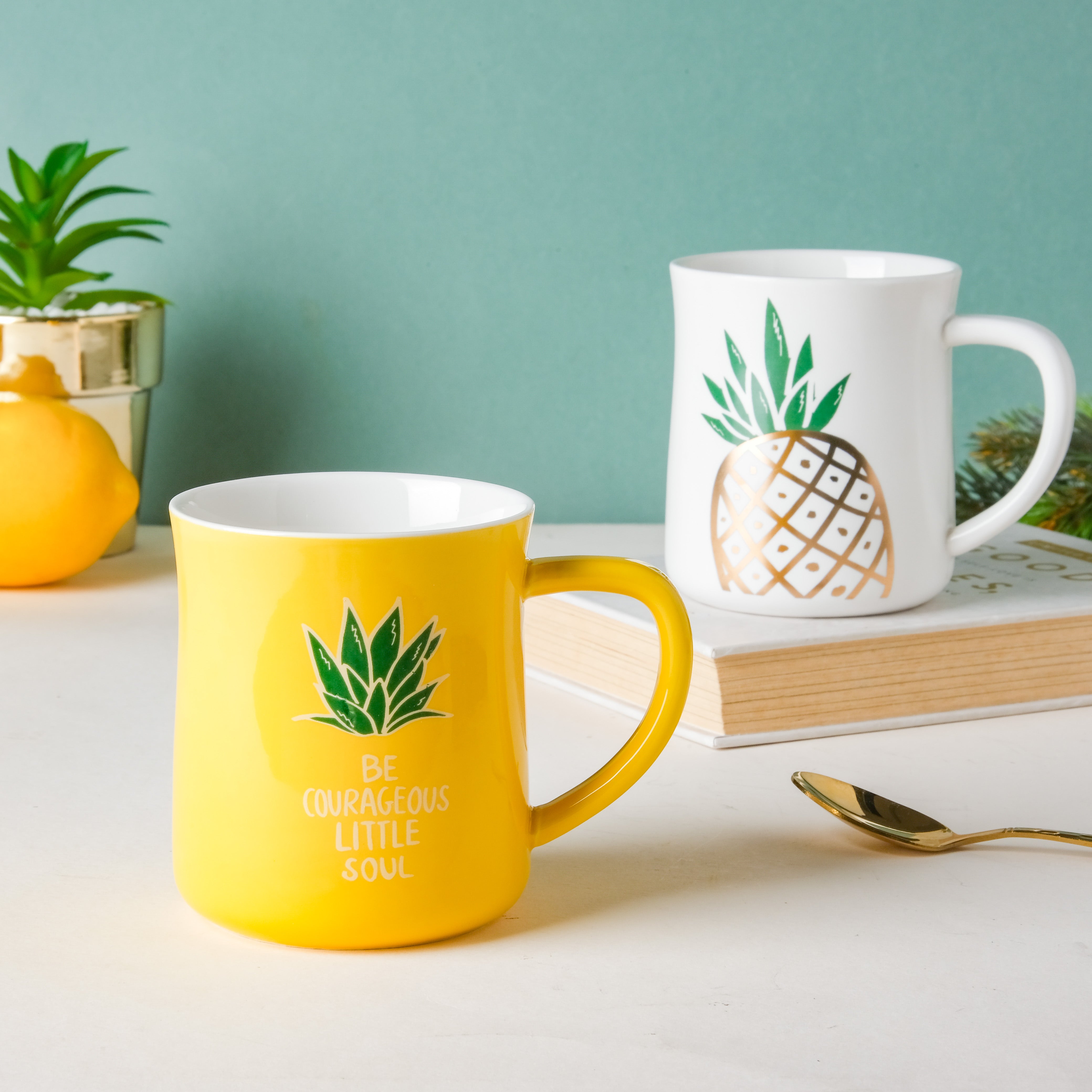 Ceramic Mug with Wooden Lid Yellow