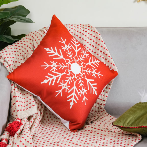 Christmas Velvet Snowflake Cushion Cover 16 X 16 Inch