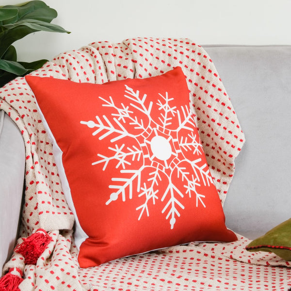Christmas Velvet Snowflake Cushion Cover 16 X 16 Inch