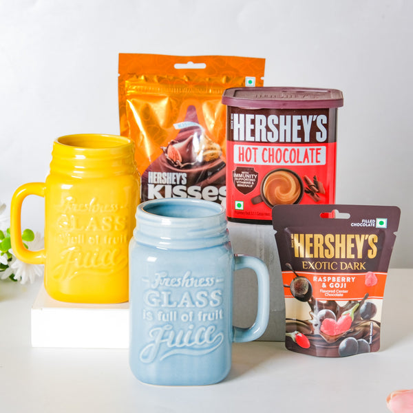 Mason Mug And Hot Chocolate Hamper Set Of 5