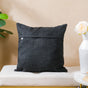 Boho Threadwork Beaded Jute Cushion Cover Black 16 x 16 Inch