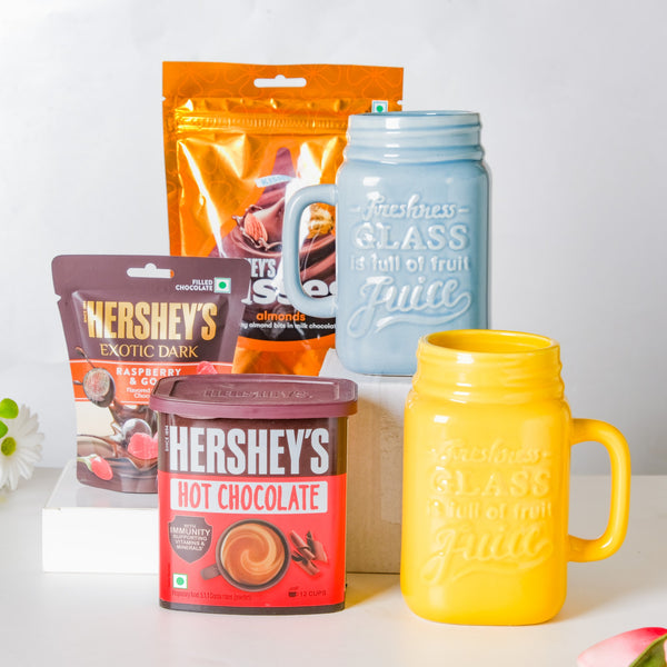 Mason Mug And Hot Chocolate Hamper Set Of 5