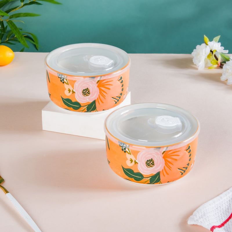 Yuri Ceramic Lunch Box Orange 550 ml Set Of 2