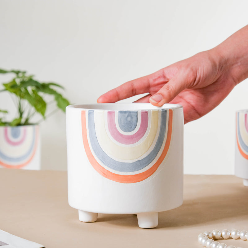 Rainbow Round Pot Medium - Indoor planters and flower pots | Home decor items