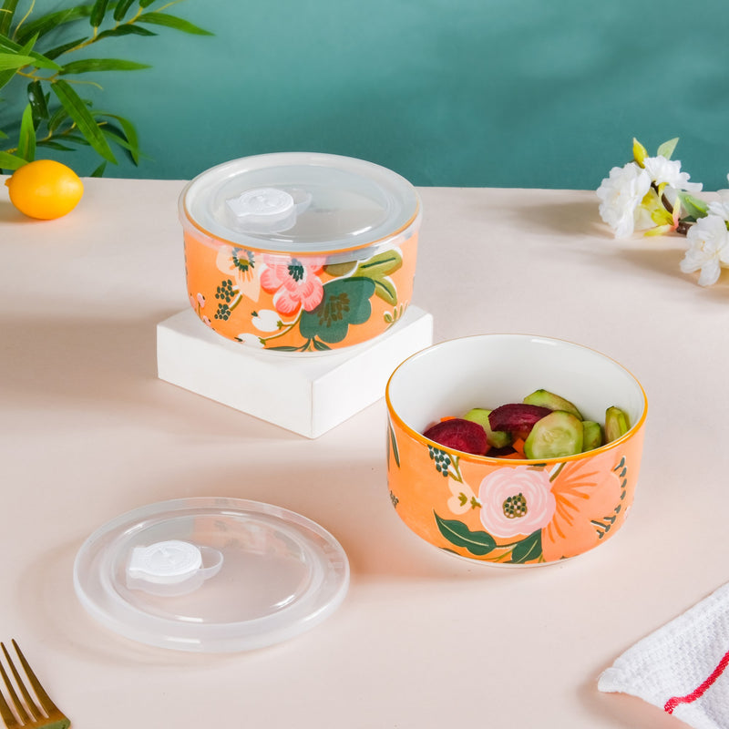 Yuri Ceramic Lunch Box Orange 550 ml Set Of 2