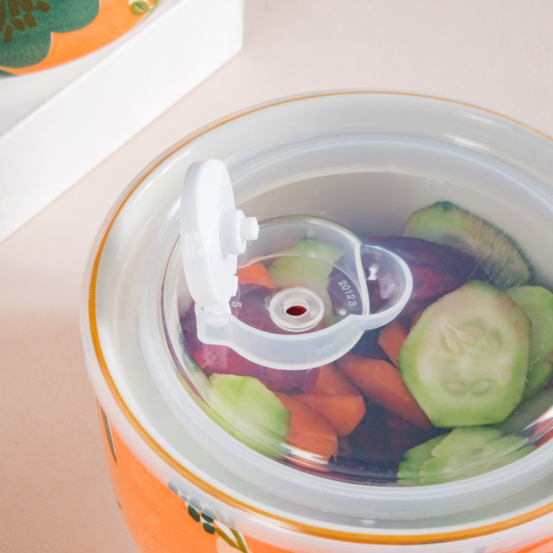 Yuri Ceramic Lunch Box Orange 550 ml Set Of 2