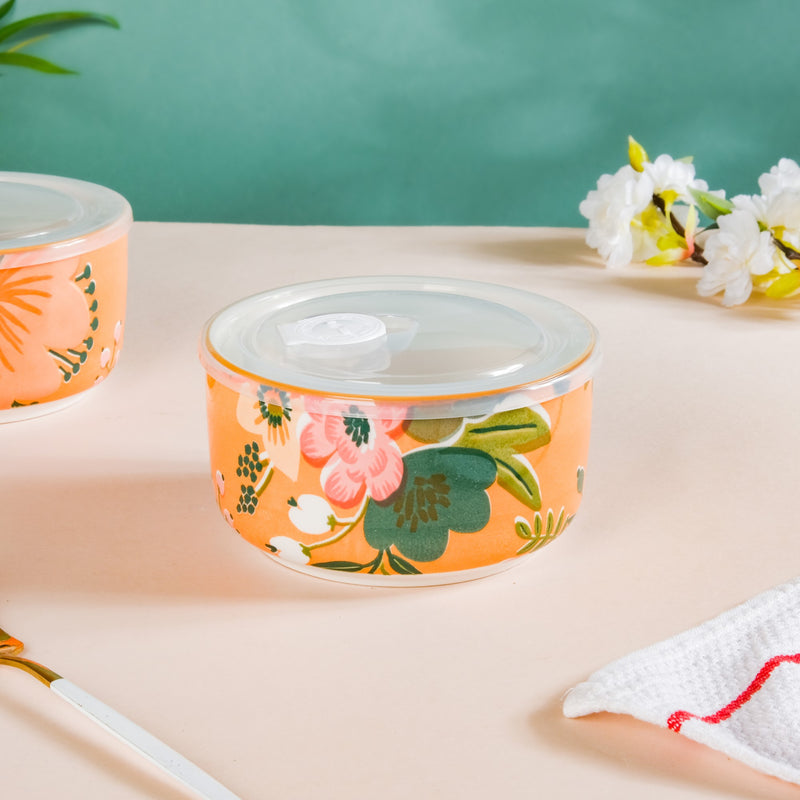 Yuri Ceramic Lunch Box Orange 550 ml Set Of 2