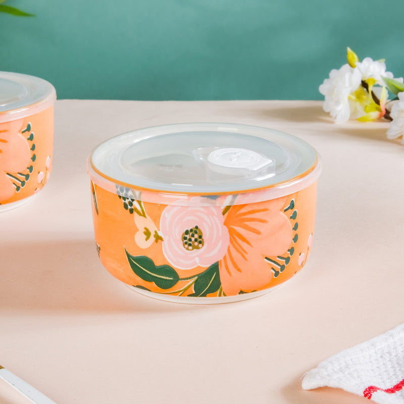 Yuri Ceramic Lunch Box Orange 550 ml Set Of 2