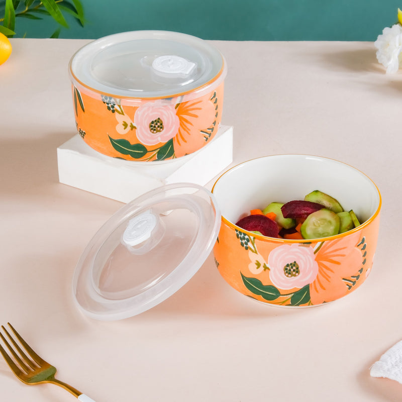 Yuri Ceramic Lunch Box Orange 550 ml Set Of 2