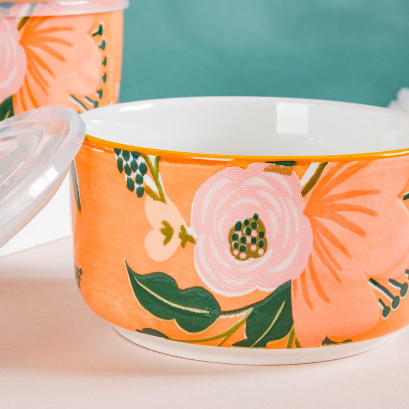 Yuri Ceramic Lunch Box Orange 550 ml Set Of 2