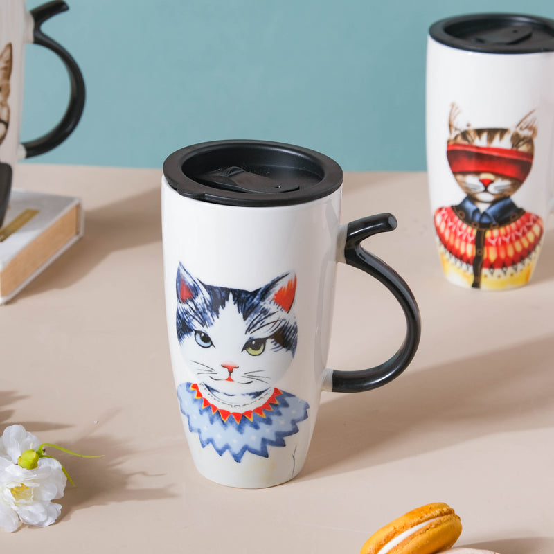 Tall Cat Mug- Mug for coffee, tea mug, cappuccino mug | Cups and Mugs for Coffee Table & Home Decor