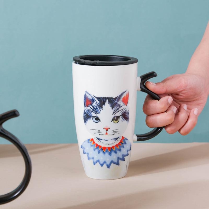 Tall Cat Mug- Mug for coffee, tea mug, cappuccino mug | Cups and Mugs for Coffee Table & Home Decor