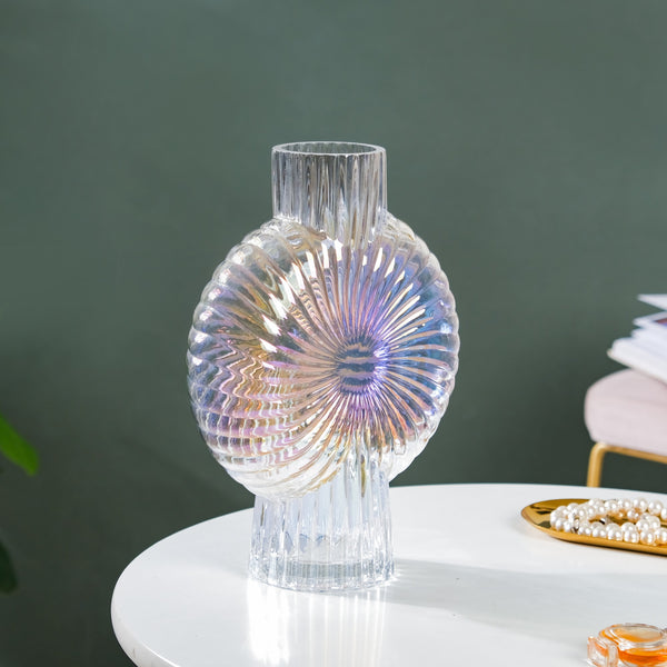 Shimmer Shell Design Glass Vase Large