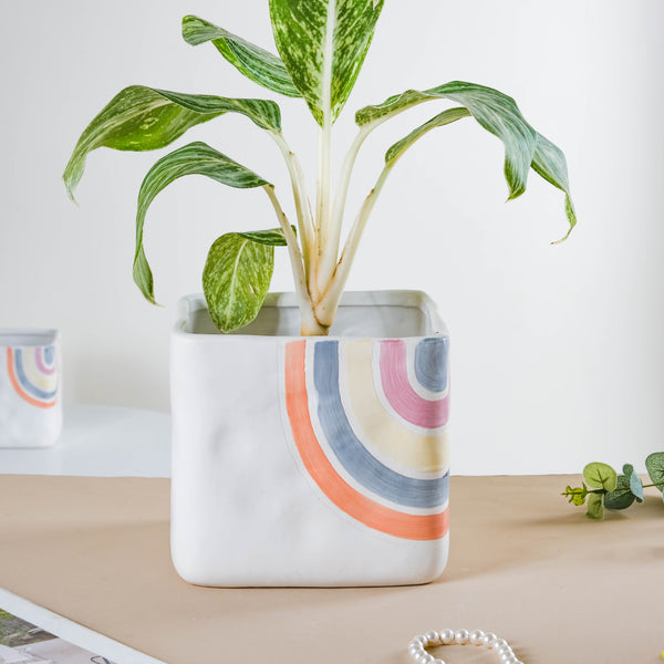 Rainbow Square Pot Large - Indoor planters and flower pots | Home decor items