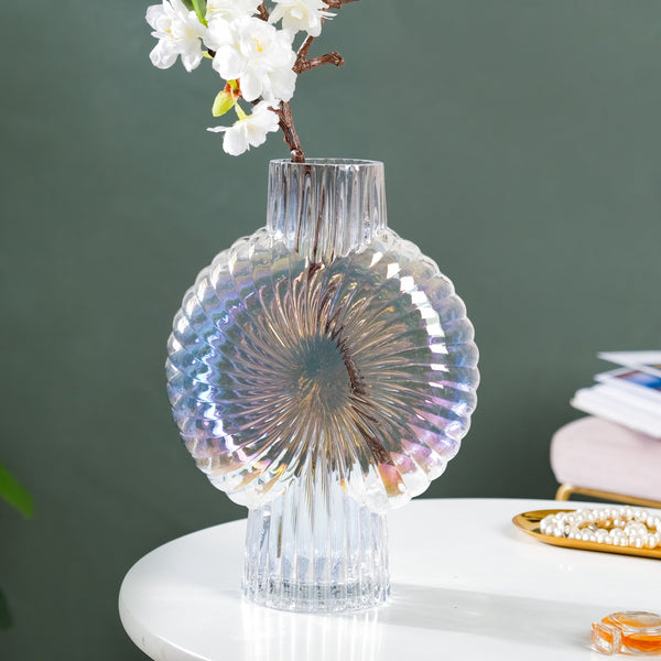 Shimmer Shell Design Glass Vase Large