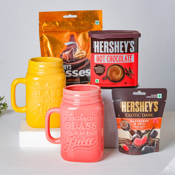 Sweetness Overloaded Mason Mug And Hot Chocolate Gift Hamper Set Of 6