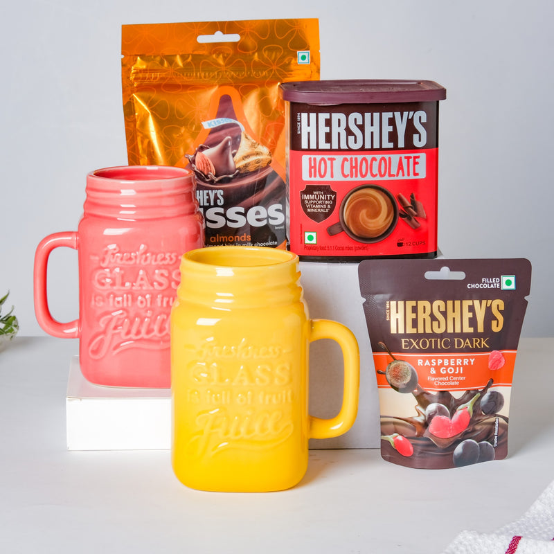 Sweetness Overloaded Mason Mug And Hot Chocolate Gift Hamper Set Of 6