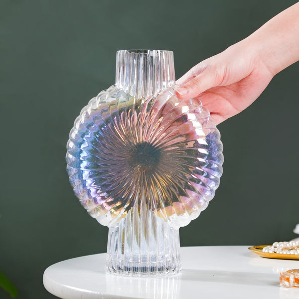 Shimmer Shell Design Glass Vase Large