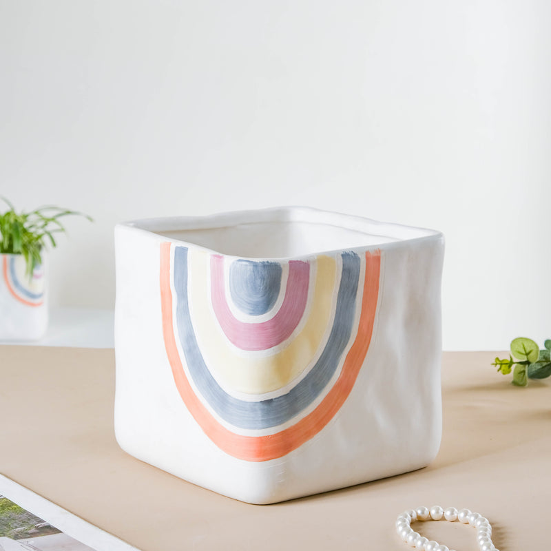 Rainbow Square Pot Large - Indoor planters and flower pots | Home decor items