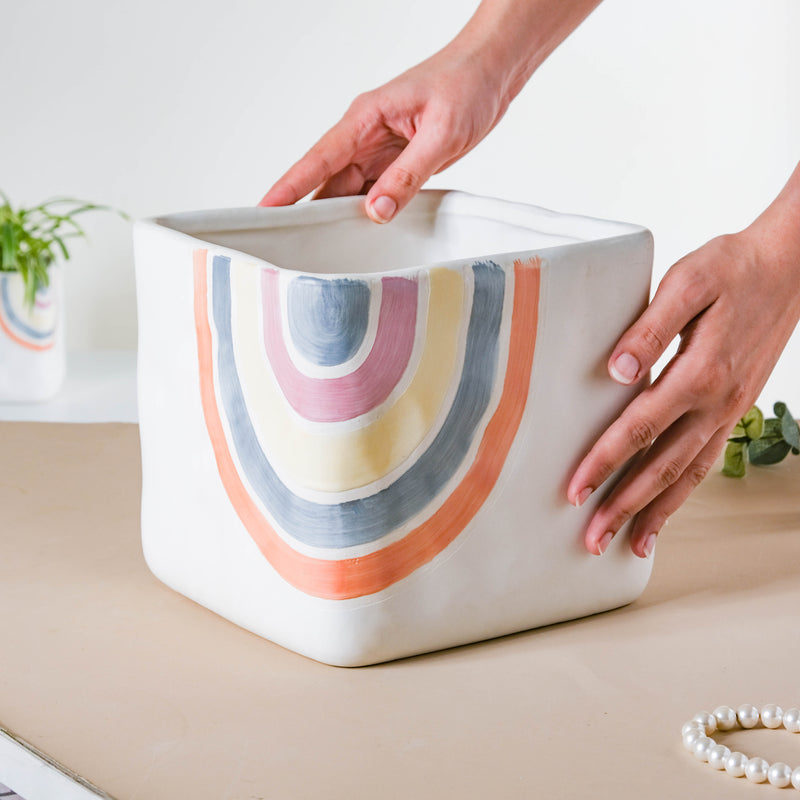 Rainbow Square Pot Large - Indoor planters and flower pots | Home decor items