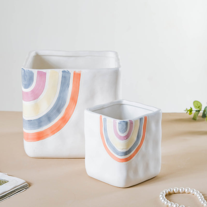 Rainbow Square Pot Large - Indoor planters and flower pots | Home decor items