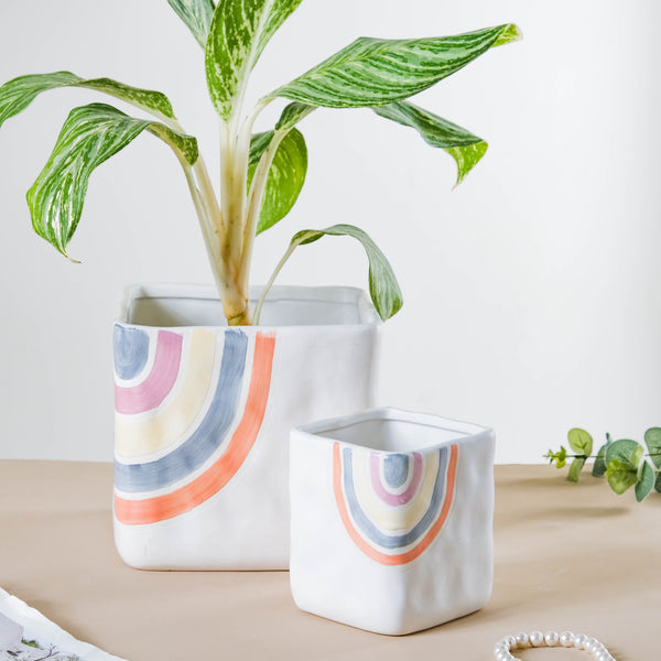 Rainbow Square Pot Large - Indoor planters and flower pots | Home decor items