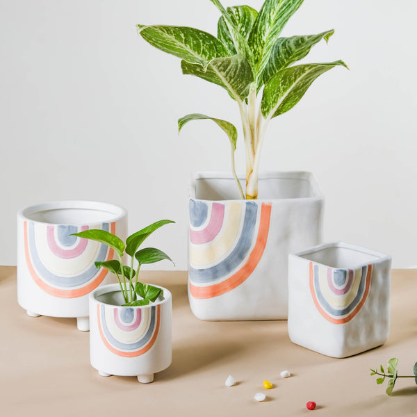 Rainbow Round Pot Medium - Indoor planters and flower pots | Home decor items