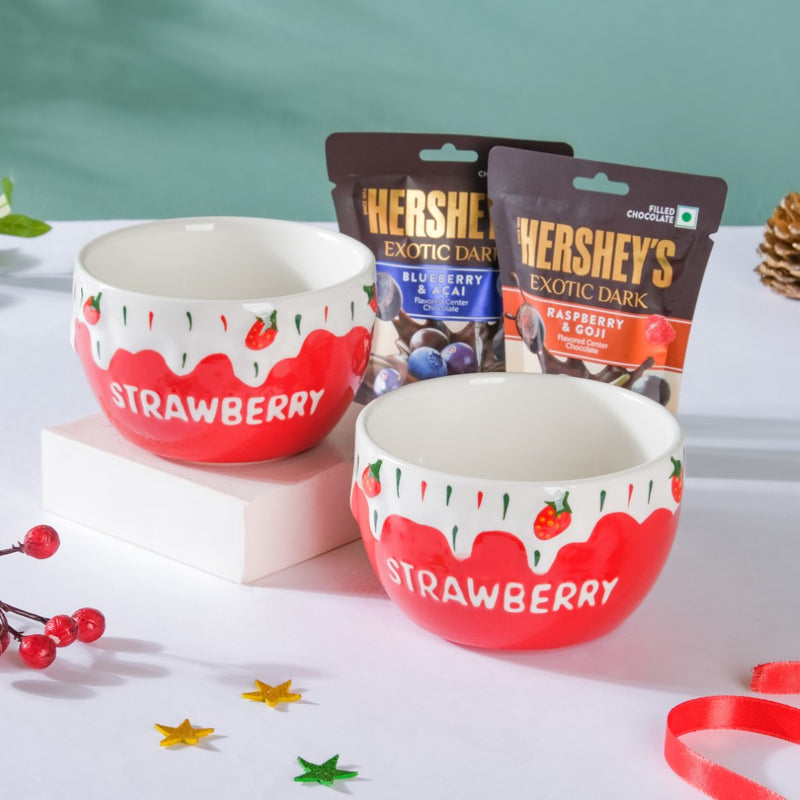 Gourmet Chocolate And Bowl Christmas Hamper Set Of 4