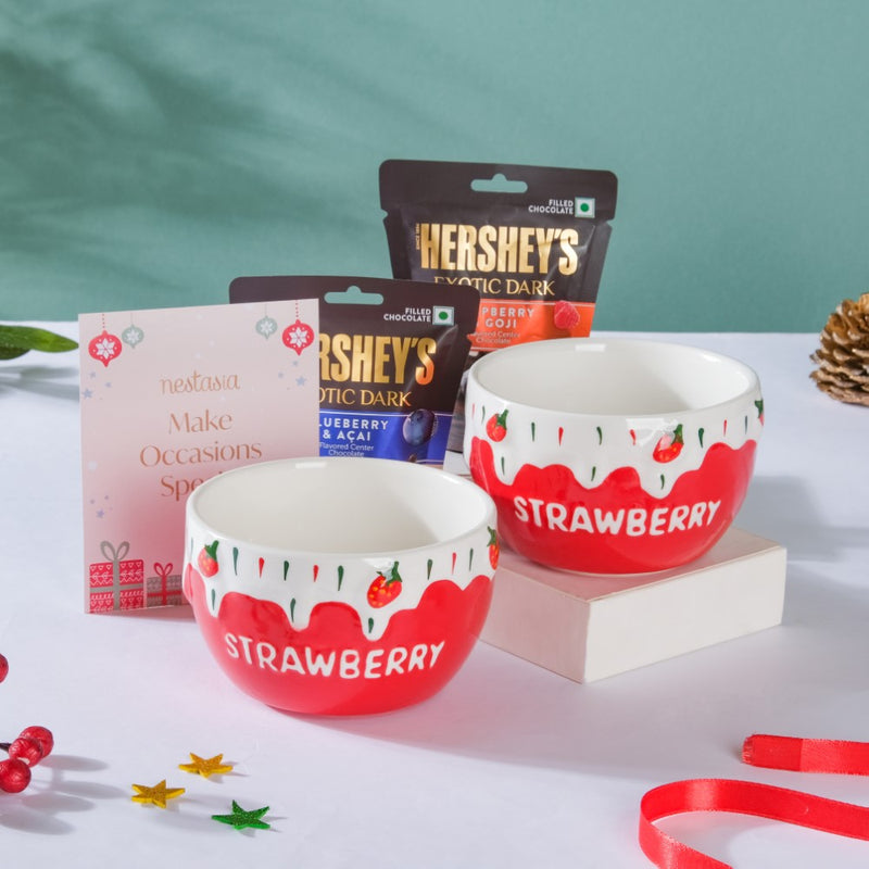 Gourmet Chocolate And Bowl Christmas Hamper Set Of 4