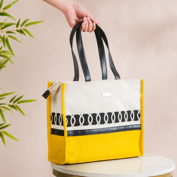 Canvas Cotton Tote Bag Yellow Small 11 X 10 Inch