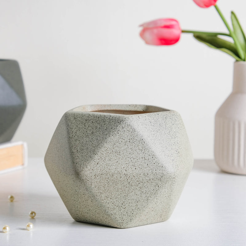 Light Grey Abstract Plant Pot - Plant pot and plant stands | Room decor items