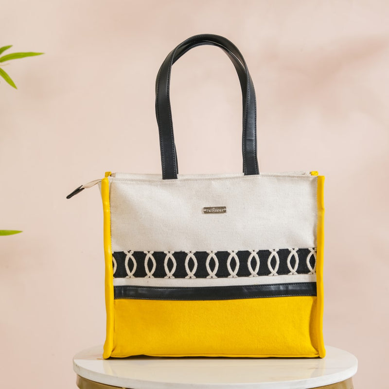 Canvas Cotton Tote Bag Yellow Small 11 X 10 Inch