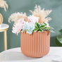 Biscuit Brown Fluted Vase Large - Flower vase for home decor, office and gifting | Home decoration items