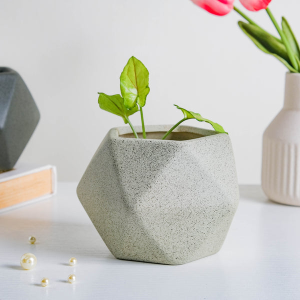 Light Grey Abstract Plant Pot