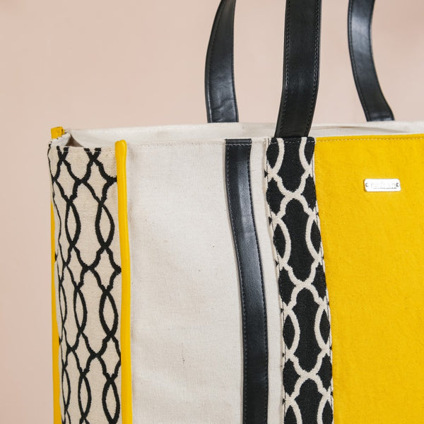 Canvas Cotton Tote Bag Yellow Set Of 2