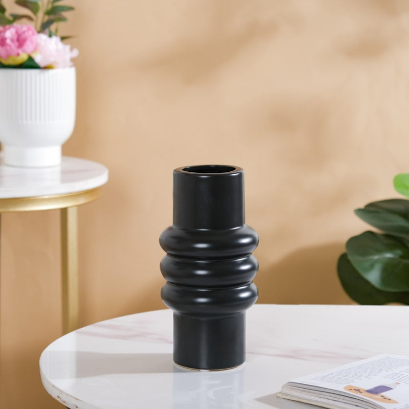 Modern Luxe Tall Tube Vase Black - Flower vase for home decor, office and gifting | Home decoration items