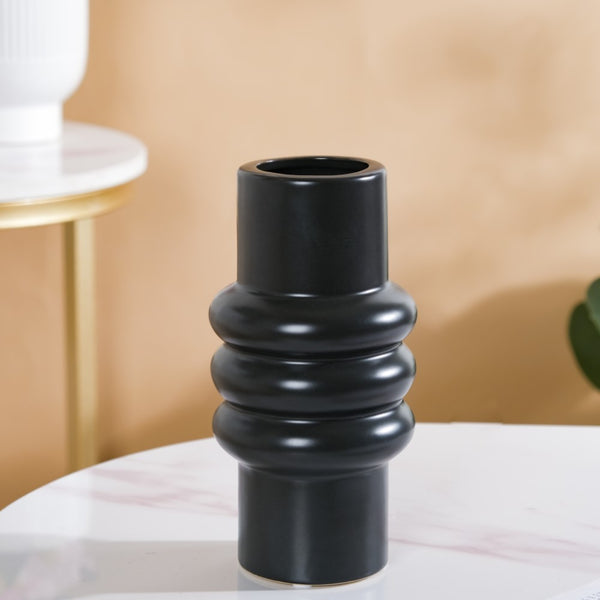 Modern Luxe Tall Tube Vase Black - Flower vase for home decor, office and gifting | Home decoration items