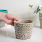 Intricate Texture Grey Pot - Plant pot and plant stands | Room decor items