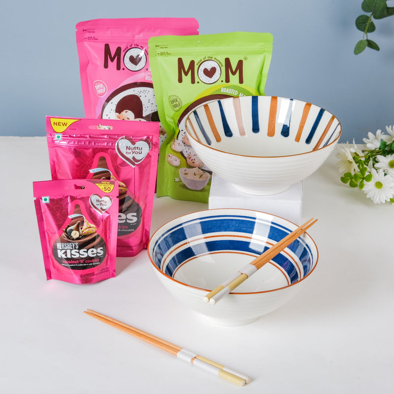 Meraki Bowl And Chopstick Snacktime Diwali Hamper Set Of 9