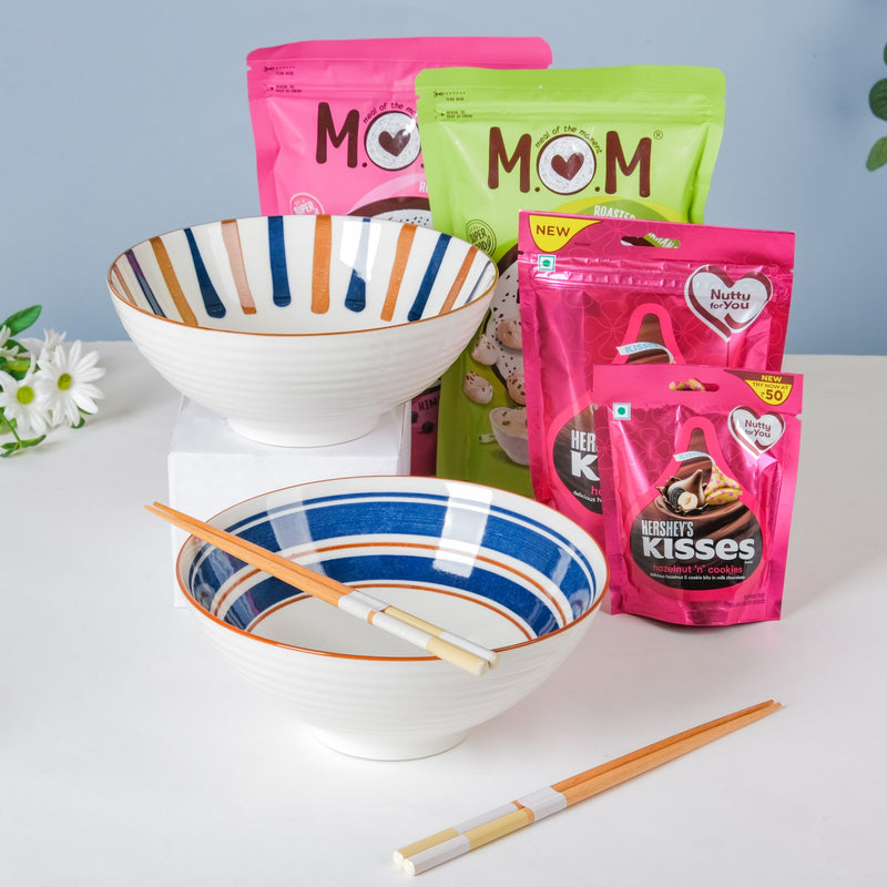 Meraki Bowl And Chopstick Snacktime Diwali Hamper Set Of 9